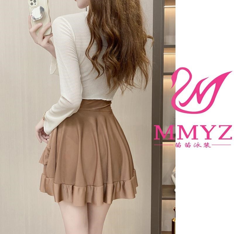 游泳衣女连体平角裙爆款性感遮肚显瘦时尚气质网红罩衫两件套泳装