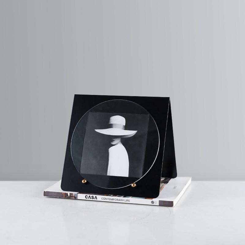 简约现代几d何拼贴金属相框轻奢摆件时尚样板房酒店卧室床头柜装