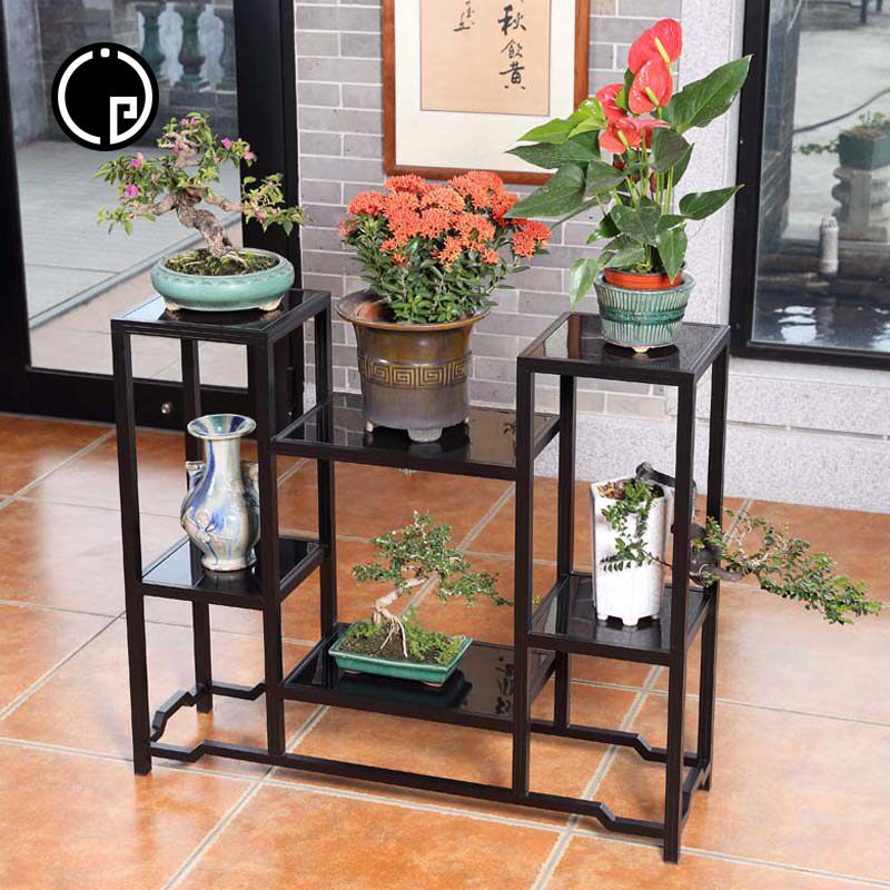 现代简约铝合金花架户外植物架阳台多层绿植架室内轻奢艺术摆件架