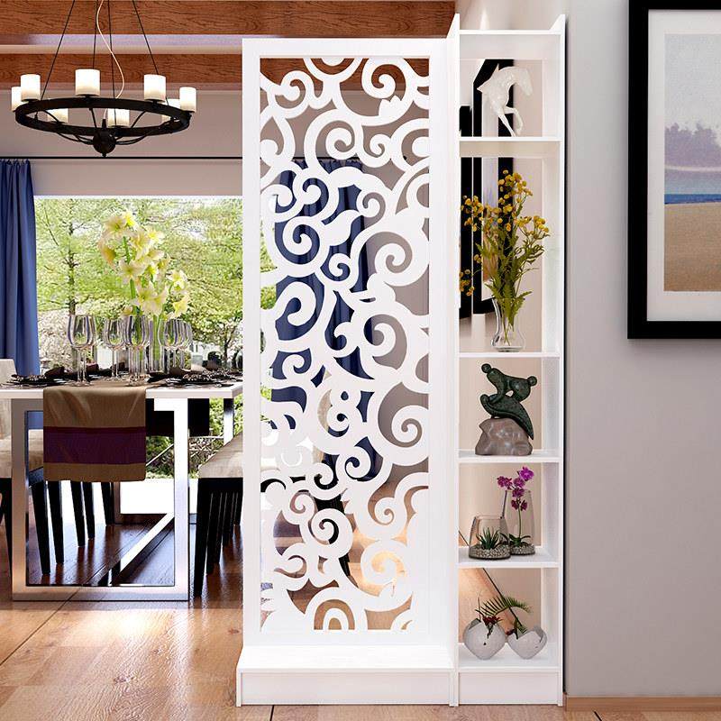 欧式屏风隔断雕花玄关柜镂空简约现代隔断柜客厅白色折屏双面门厅
