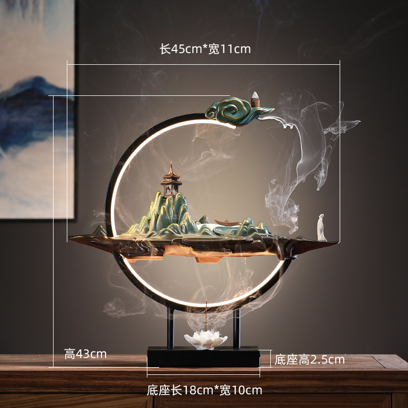 创意倒流香炉摆件 家用室内檀香沉香薰炉客厅中式玄关桌面装饰品