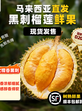 【马来西亚官方旗舰店】D200黑刺榴莲鲜果新鲜树熟顺丰包邮进口