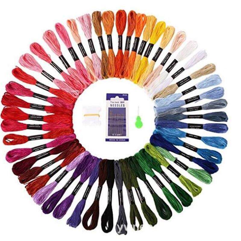 厂家直供8米6股环保十字绣绣线支线50色绣花线涤棉线刺绣线跨境