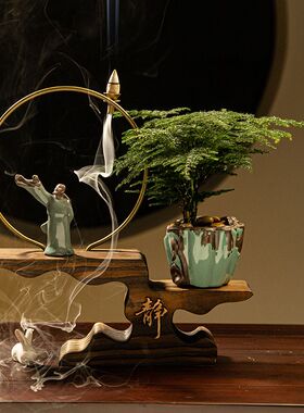 新中式禅意办公室绿植摆