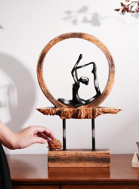 新中式创意瑜伽莲花树脂摆饰家居家饰装饰品工艺礼品摆饰现代客厅