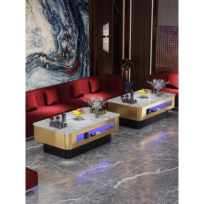 现货KTV专用茶几岩板不锈钢钢化玻璃桌子轻奢包厢卡座大厅酒吧台