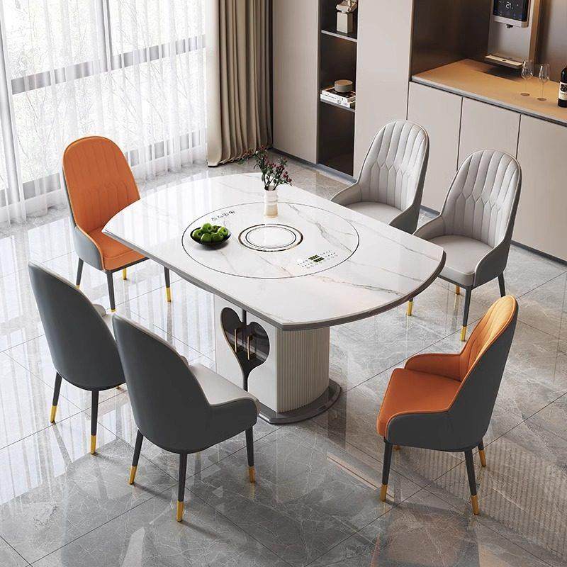 轻奢岩板多功能伸缩餐桌椅电磁炉电动暖菜板可变圆桌饭桌可配转盘,住宅家具,岩板餐桌,淘宝优惠券,粉丝福利购,淘宝优惠卷