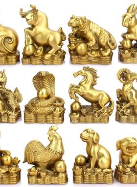 铜十二鼠生肖摆件属牛虎属龙蛇马狗羊FZG猴鸡猪 铜生肖摆兔件