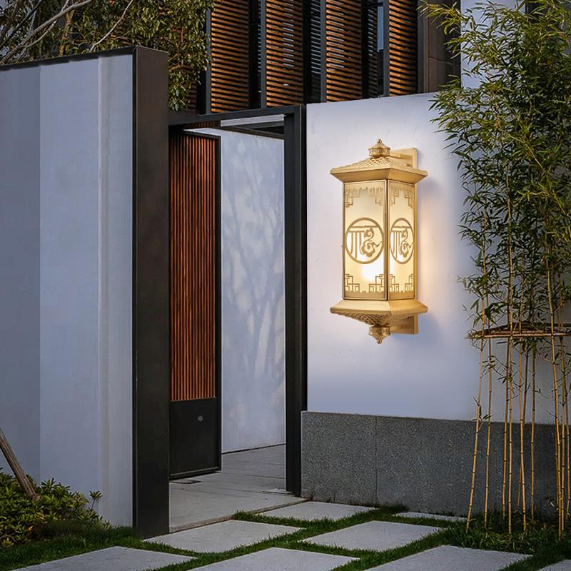 中门阳奥乙防台户外式墙壁灯水庭院灯室外壁灯过道走廊灯全铜口门