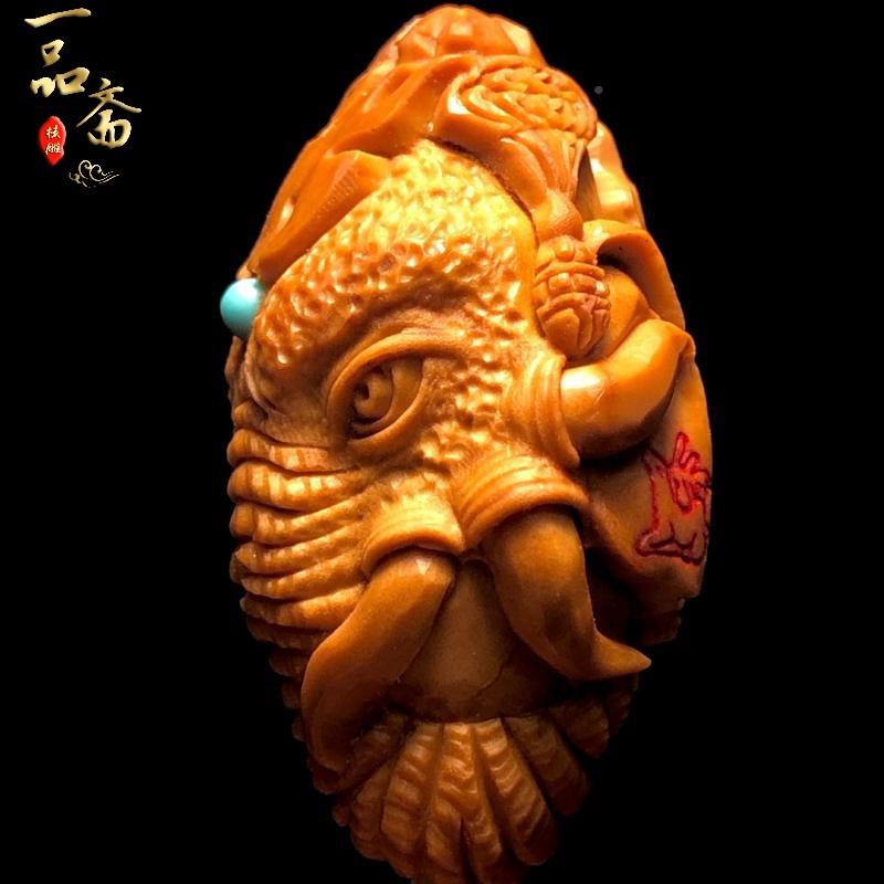 象神核雕雕橄榄核单籽精大象吊手25888捻玩手把件原籽雕刻小坠象