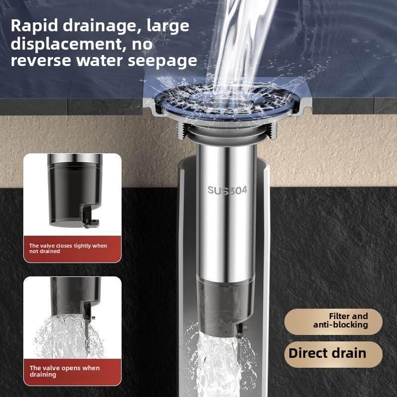 锈地漏防回臭神器防臭ovo21546浴室用不钢通破层长延下水道过滤器