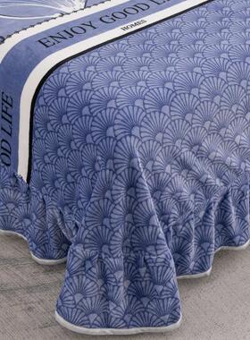 绒牛卡通图案奶床加单单件冬季绒单面毛绒珊瑚绒双人DKT被单不掉