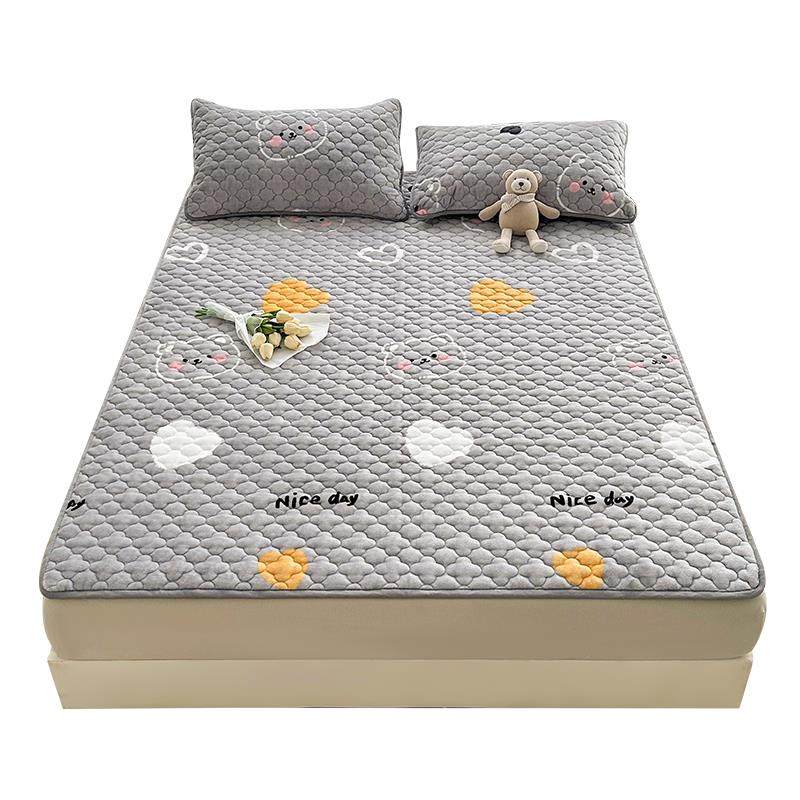 A类婴母级兰牛绒奶床垫家用软垫加20230922厚珊瑚法绒垫被秋冬天