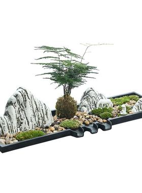 简约创意景造乌STG乌金金石假鱼缸循环鱼池喷水流水器山水摆件装