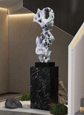 轻艺术雕大塑湖太石假山落地摆件酒店DS-2023-大堂前台新奢中式别