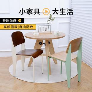 北欧设计师餐椅复古实木椅子中古餐桌椅靠背椅家用餐厅家居凳子