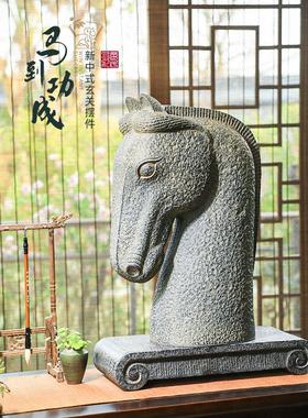 新中式彷古马摆件室内客厅书房博古架桌面招财装饰创意工艺礼品