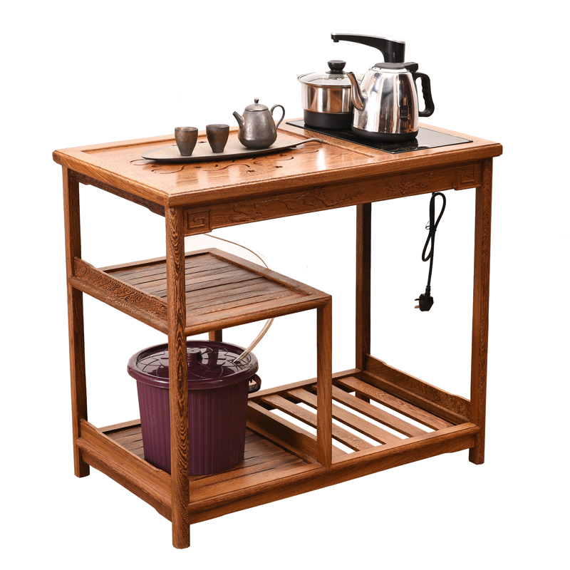 红木茶车小茶桌鸡翅木茶盘实木移动家用带轮茶水柜功夫茶几泡茶台