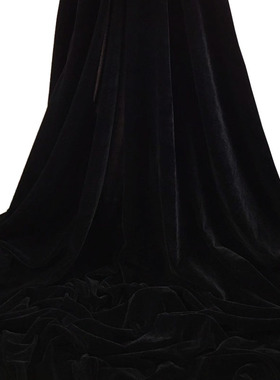 2米宽黑色桌布金丝绒布料吸光拍照背景布会议展台加工窗帘舞台布