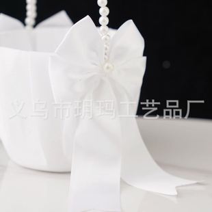 婚庆花篮 花童手提喜蓝 婚庆用品新娘婚礼花篮 珍珠提手花童篮子