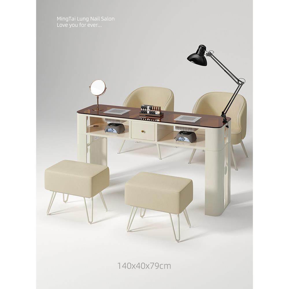 明泰隆玻璃美甲桌单双三人美甲台桌椅套装黑色简约美甲店专用桌子,商业/办公家具,美甲台,淘宝优惠券,粉丝福利购,淘宝优惠卷