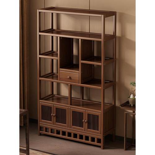 复古博古架中式多宝阁置物架非实木新款摆件展示柜靠墙茶叶放置架