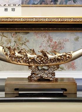 欧式摆件轻奢电视柜装饰品家居客厅玄关红酒架高档奢华象牙工艺礼