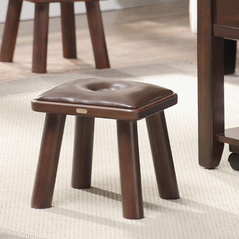 实木凳子小板凳美式客厅皮凳软包小圆凳方凳儿童凳放腿小木头凳子
