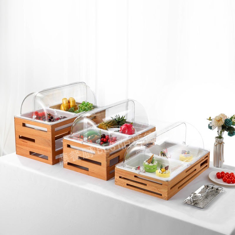 自助餐实木展示盘冷餐热菜水果沙拉面包展示架明档三层甜品台摆台