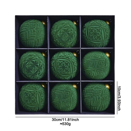 圣诞丝绒复古立体花纹装饰球植绒圣诞球套装派对装饰品圣诞树挂件