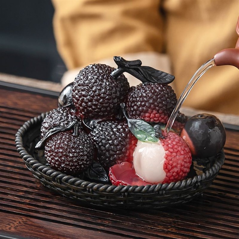 变色仿真荔枝茶宠摆件精品可养茶玩茶具配件茶台茶桌新款创意饰品