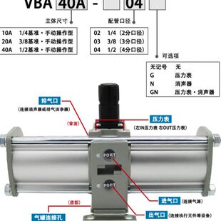 SMC型压阀VBA10A VBA20A VBA40A 04气体压缸VBA43A