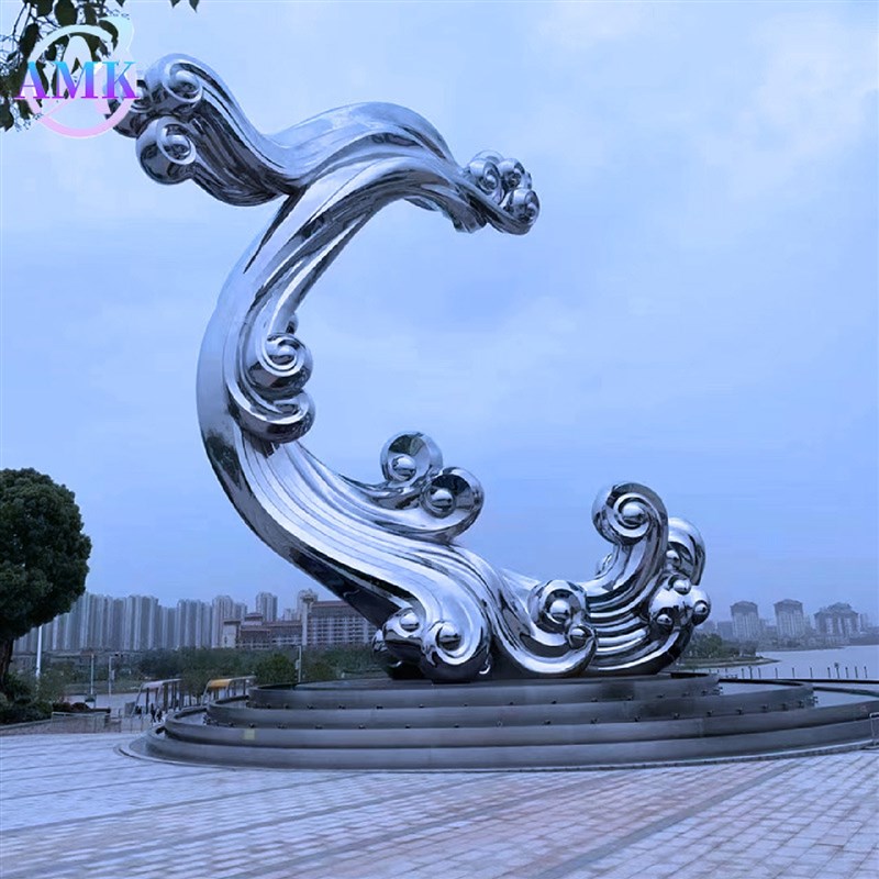 贝浪花广场户外i园林景观雕塑城市地产摆件大型不锈钢镜面厂家艺