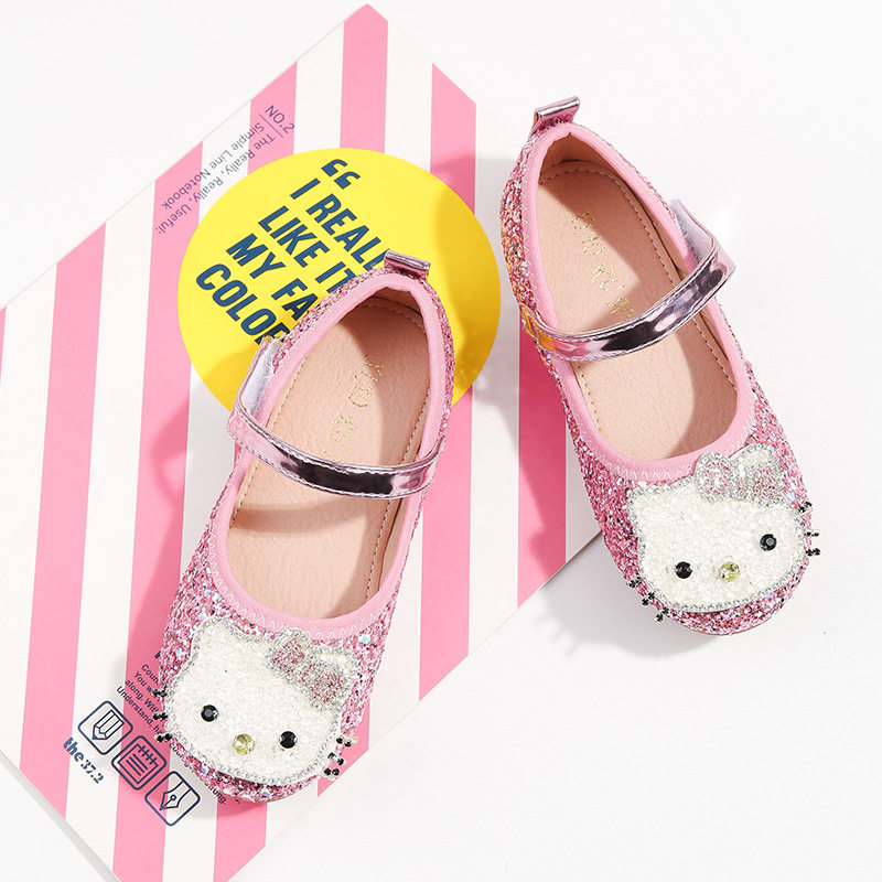 女童公主鞋2026春季新款儿童软底亮片平底鞋演出舞蹈单鞋子