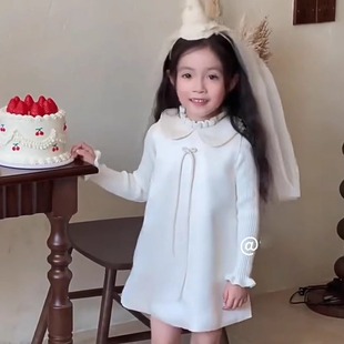 公主裙周岁女宝宝礼服儿童中小洋气小公主冬装连衣裙白背心party