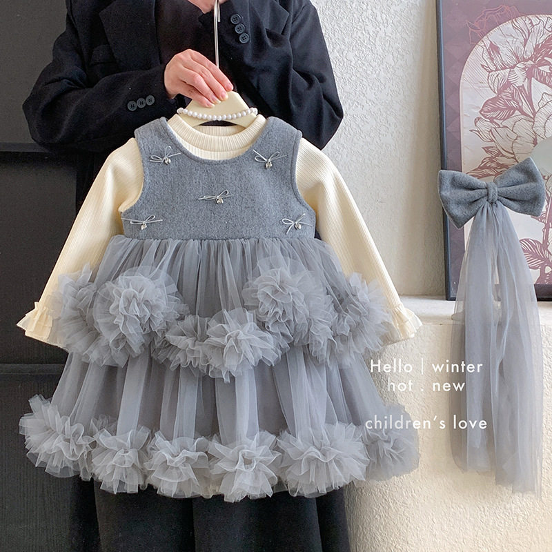 女童连衣裙冬季加绒连衣裙套装