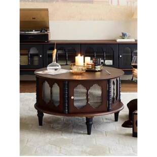 法式覆古实木茶几组合小公寓客厅家用茶几彷古风格美式无障碍豪华