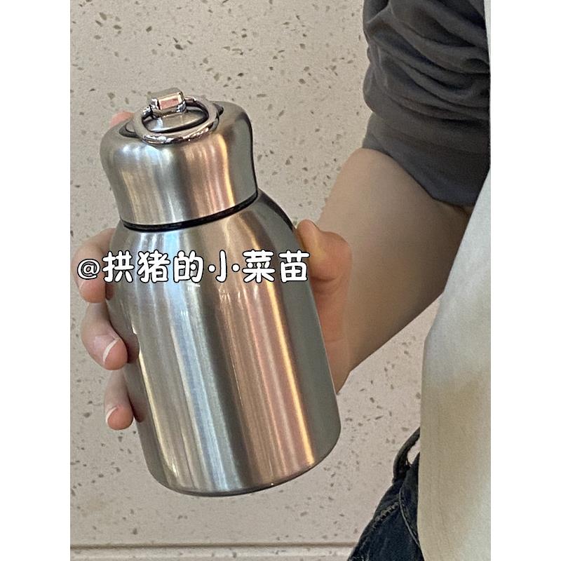 迷你圆杯保温杯304新的不锈钢户外水壶便携式皮瓣口袋裤子双层真