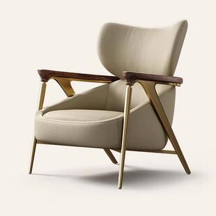 单人沙发真皮北美黑胡桃木意式客厅阳台豪华大平层高级接待休闲椅