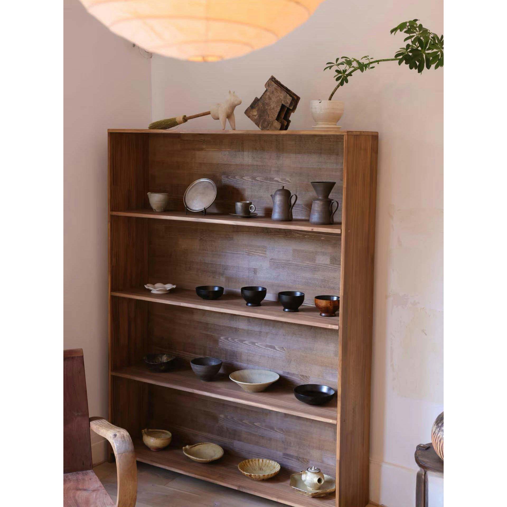 实木覆古瓷器展示柜器皿玻璃杯陈列架酒柜货架陶瓷展示柜手办展架