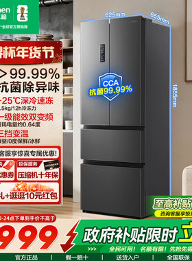 容声325L升法式多门冰箱抗菌净味一级双变频风冷三挡变温国家补贴