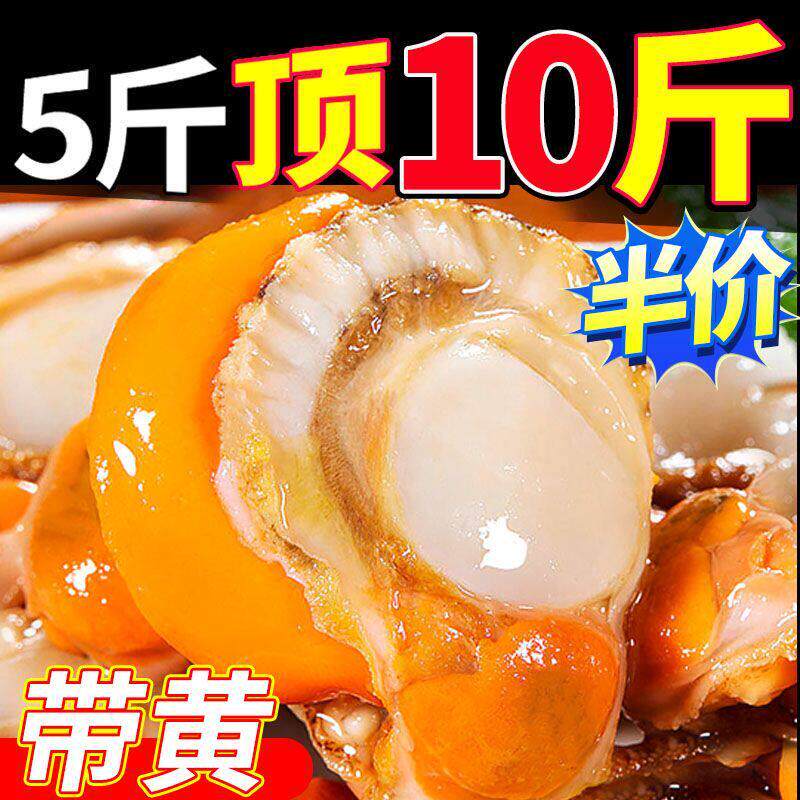 扇贝肉新鲜冷冻海鲜活特大号带黄去内脏蒜蓉粉丝红半成品10斤商用