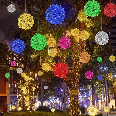 藤球灯串挂树红户外防水挂灯