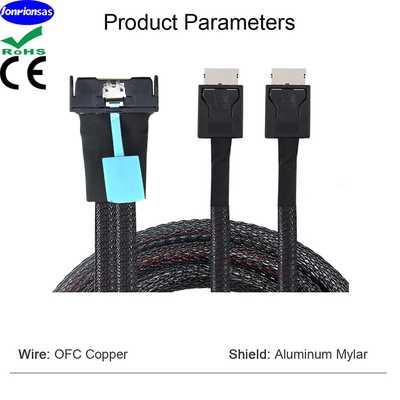 Gen5 MCI0 8X 8I 74P转2个Oculink SFF-8611 4I高速线