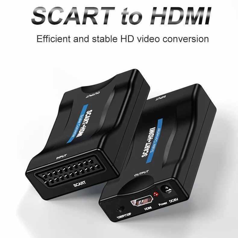 热销 塑胶壳scart转hdmi转换器 HDMI转scart扫把