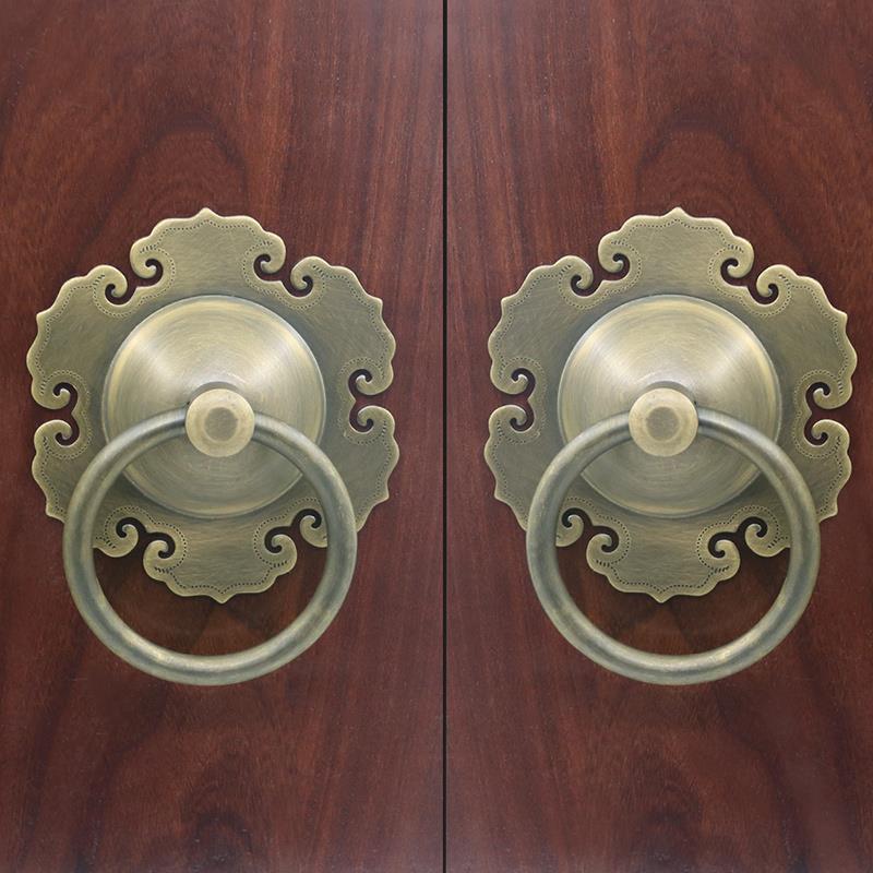 昊天斋新中式彷古拉手铜大门拉环古典大门钹黄铜把手铜老式门环