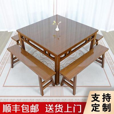老式农村实木八仙桌仿古四方桌家用中堂桌子饭店桌椅火锅桌子商用