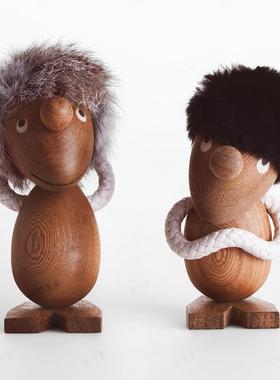 乐观者与悲观者 北欧ins经典摆件丹麦木偶创意办公室木质玩偶礼物