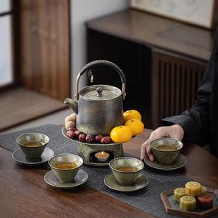 围炉煮茶小套组酒精蜡烛底座防烫提梁壶中式 新款 泡茶炉户外烹茶器