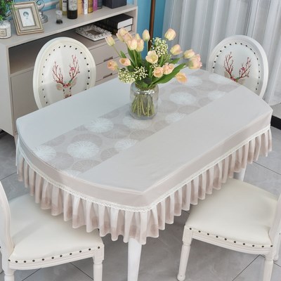 2025新款简约桌布防水防油免洗椭圆形餐桌布茶Q几折叠桌台布垫定